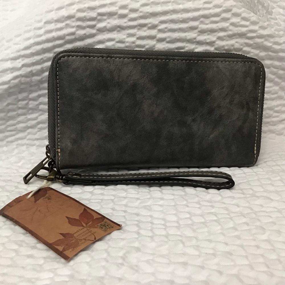 Double Zipper Leather Wallet